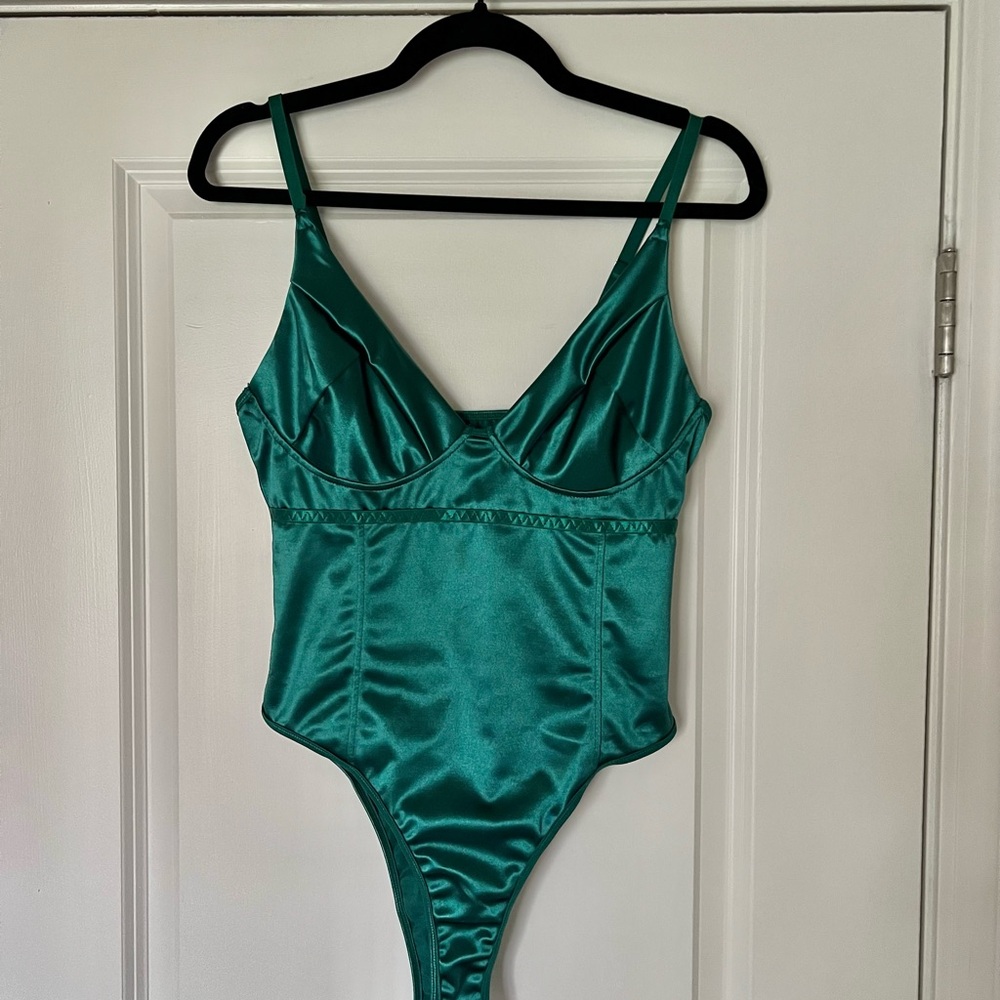 H&M Emerald Green Satin Bodysuit